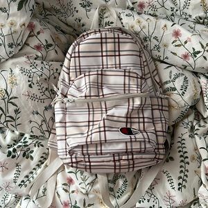 SMALL/MINI WHITE CREAM CHECKERED CHAMPION BACKPACK